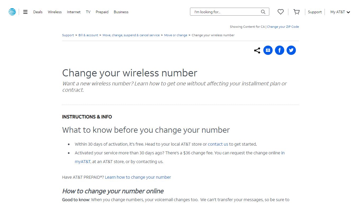 Change Your Wireless Number - AT&T Bill & account Customer Support