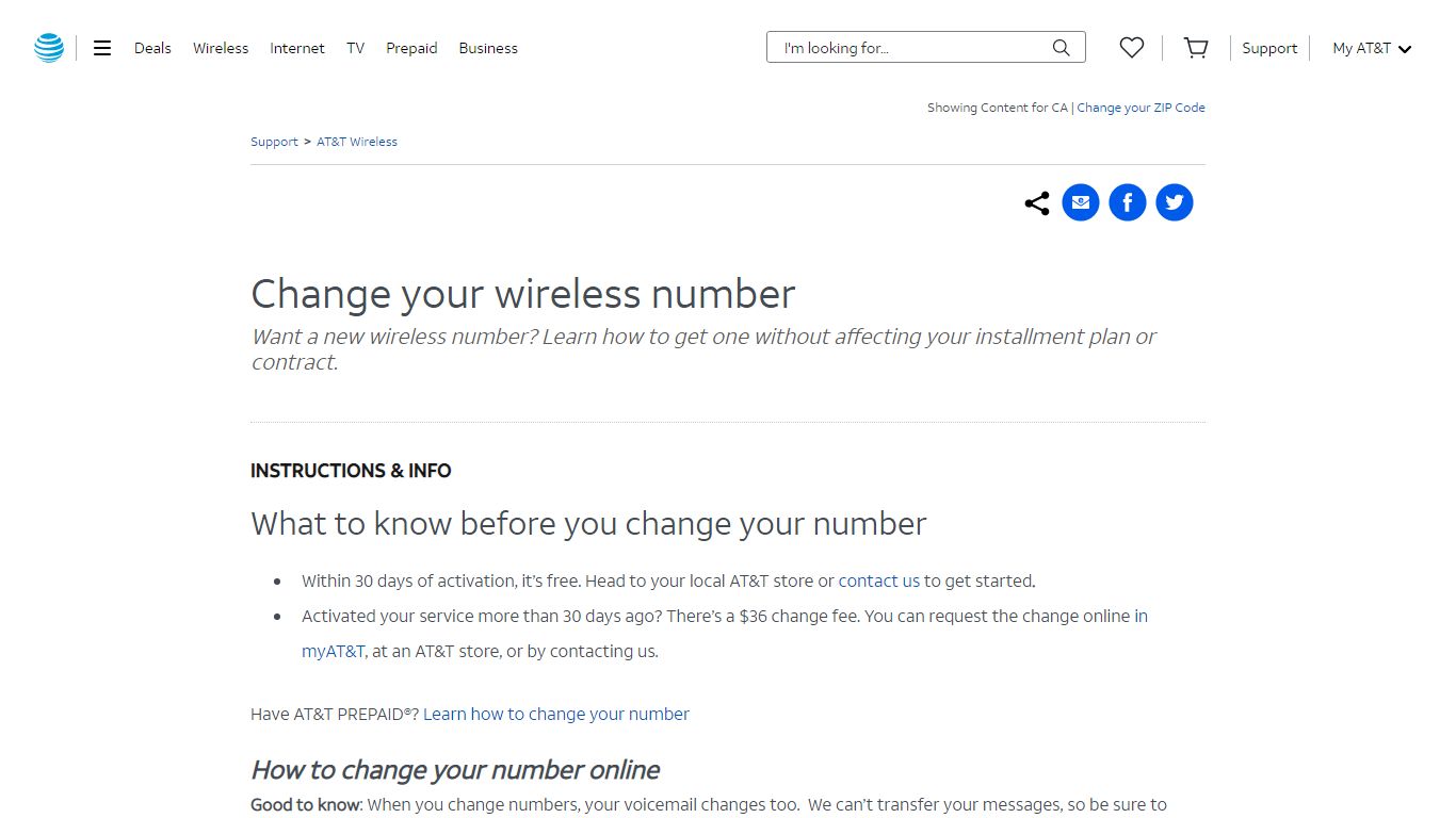 Change Your Wireless Number - AT&T Wireless Customer Support