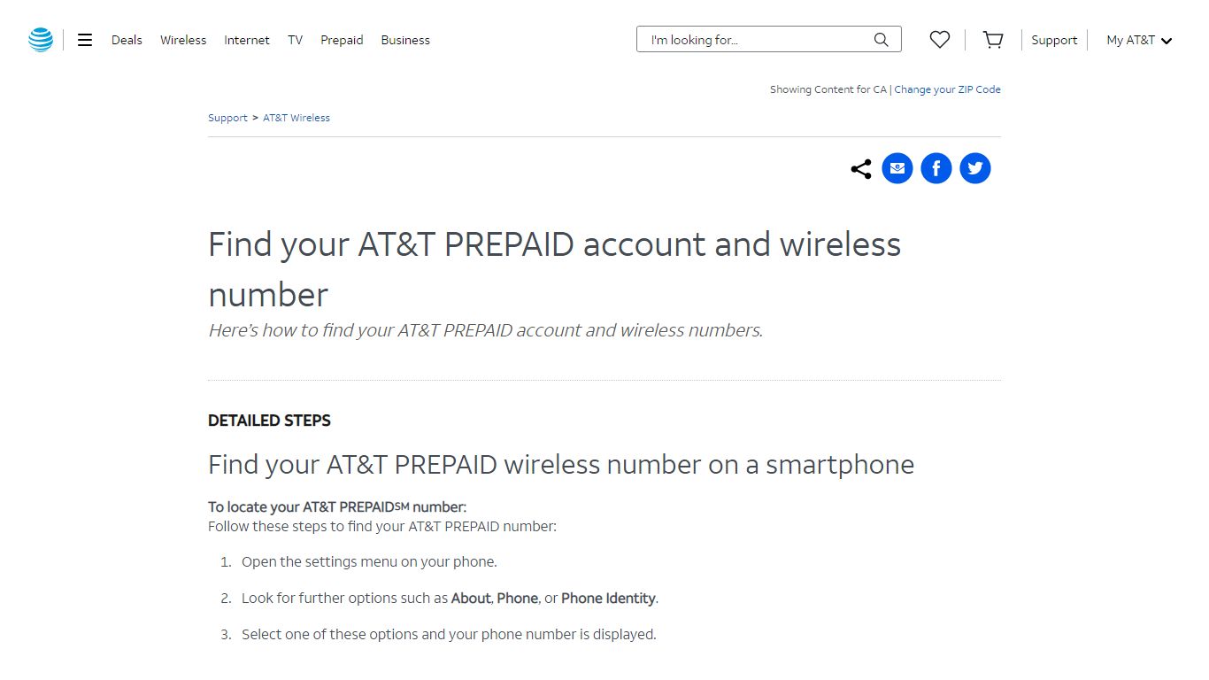 Find your AT&T PREPAID account and wireless number