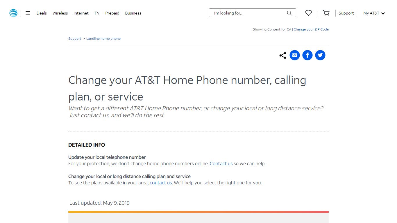 Change your AT&T Home Phone number, calling plan, or service