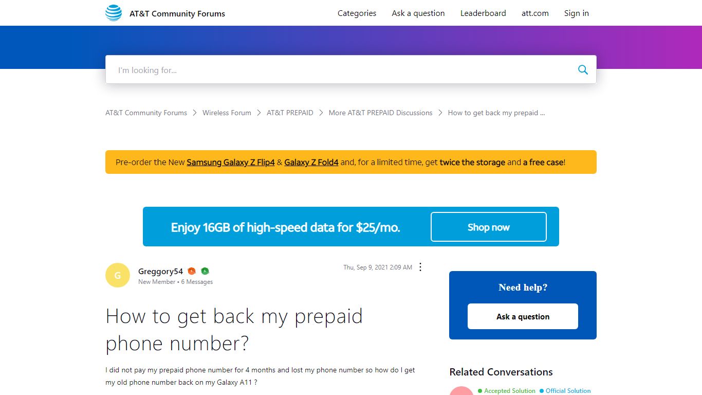 How to get back my prepaid phone number? | AT&T Community Forums